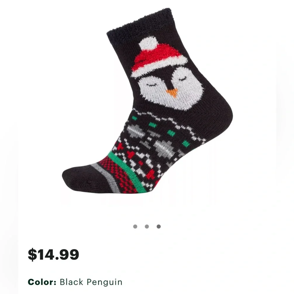 NEW Northeast Outfitters Cozy Cabin Aloe Infused Black Penguin Ankle Socks